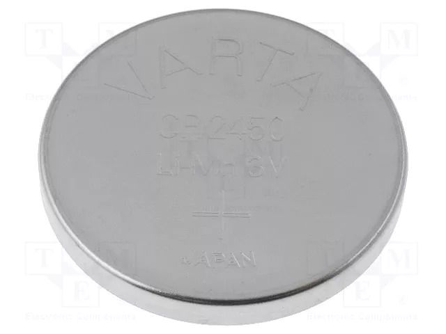 Battery: lithium; CR2450,coin; 3V; 620mAh; non-rechargeable VARTA MICROBATTERY BAT-CR2450/V