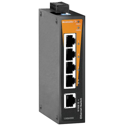 Network switch (unmanaged), unmanaged, Fast Ethernet, Number of ports: 5x RJ45, -10 °C...60 °C, IP30 Weidmuller 1240840000 04050118028737