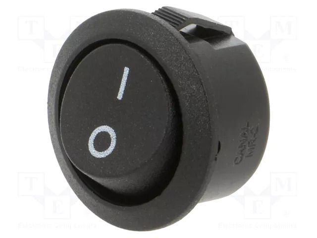 ROCKER; SPST; Pos: 2; OFF-ON; 16A/250VAC; black; none; 20mΩ; Ø20mm CANAL ELECTRONIC MR2110R5WNBBB2BNC