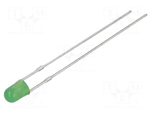 LED; green; 3mm; 750÷1120mcd; 40°; Front: convex; 2.9÷3.4VDC; 102mW OPTOSUPPLY OSG5TA3C44A