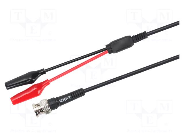 Test lead; 2A; BNC plug,aligator clip x2; Len: 1m; black,red UNI-T UT-L02
