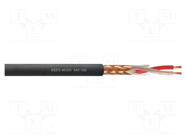 Wire: microphone cable; black; Cu; -25÷65°C; PVC; Package: 500m REDS MUSIC MIC-100/500