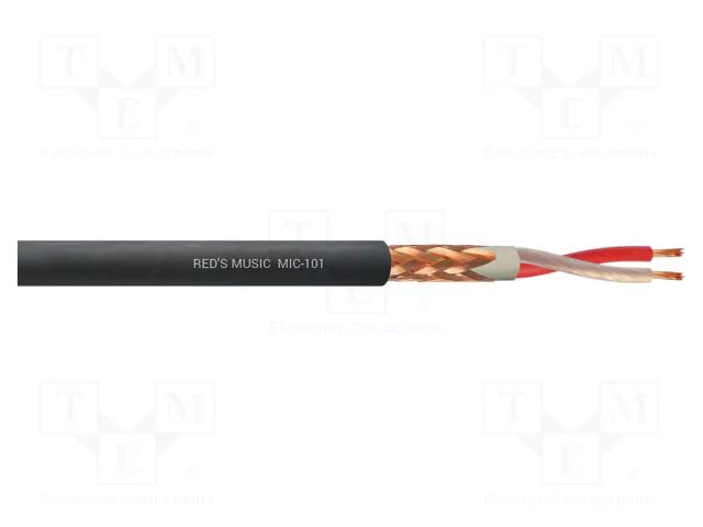 Wire: microphone cable; black; Cu; -25÷65°C; PVC; Package: 500m REDS MUSIC MIC-101/500