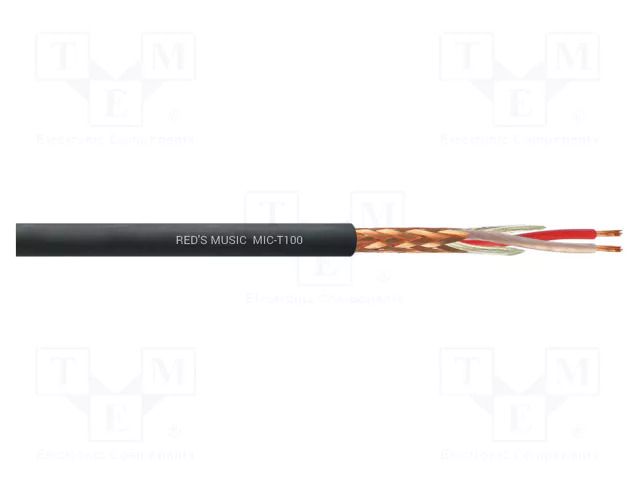 Wire: microphone cable; black; Cu; -25÷65°C; PVC; Package: 500m REDS MUSIC MIC-T100/500