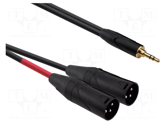 Cable; Jack 3.5mm plug,XLR male 3pin x2; 20m; black; PVC REDS MUSIC AU37200BX