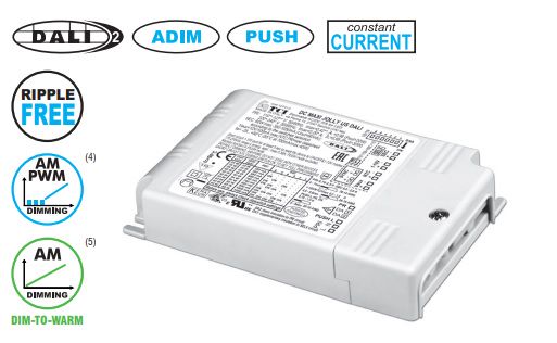 60W srovės šaltinis LED 350-1050mA 2-74V, su DIP-SWITCH, AM/PWM, DALI2, PUSH, TCI 125464