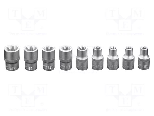 Wrench-set; Torx® socket,socket spanner; 1/2"; 9pcs. NEO TOOLS NEO-08-649