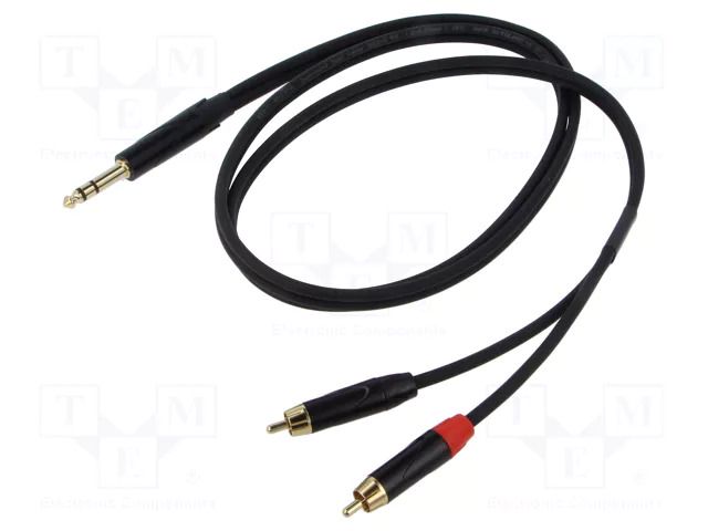 Cable; Jack 6,3mm plug,RCA plug x2; 1.5m; black; PVC REDS MUSIC AU1115BX