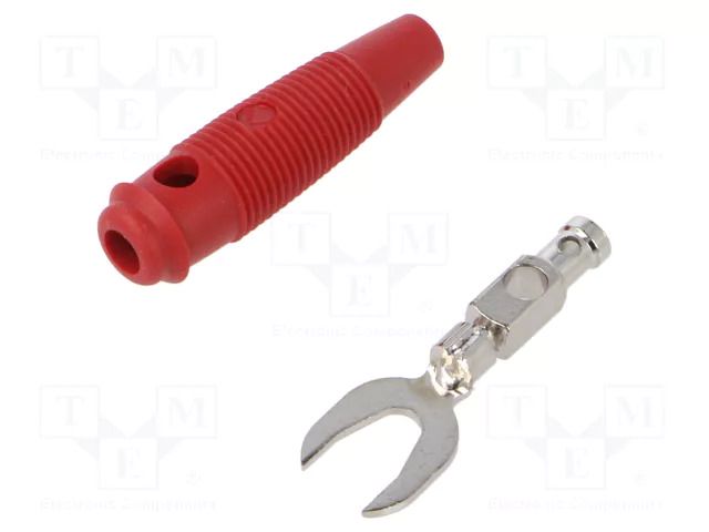 Connector: fork terminals; plug; 60VDC; red; Overall len: 59mm HIRSCHMANN T&M KB3RT