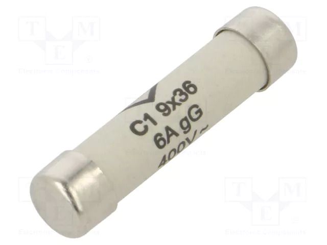 Fuse: fuse; 6A; 400VAC; gG; cylindrical,industrial; 9x36mm HAGER L936C1-06