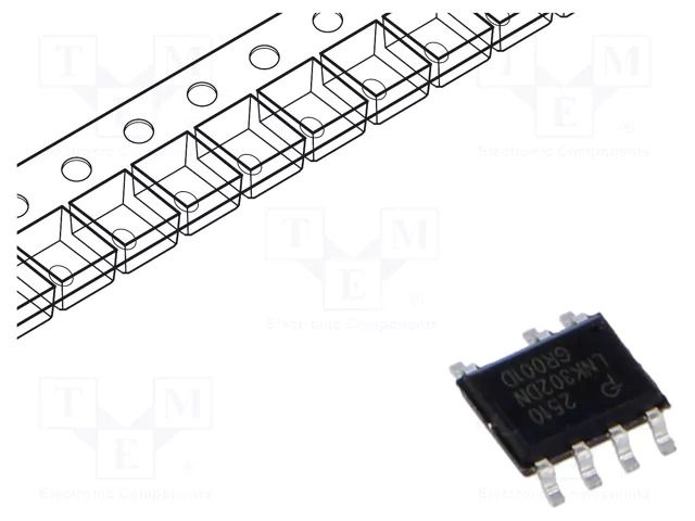 IC: PMIC; AC/DC switcher,SMPS controller; Uin: 85÷265V; SO-8C POWER INTEGRATIONS LNK302DN-TL
