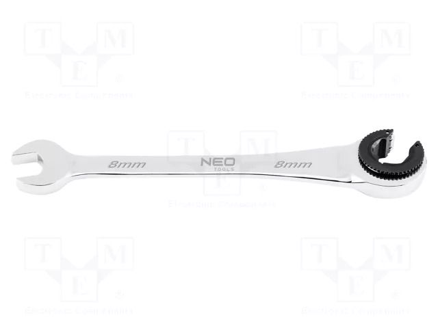 Wrench; combination spanner,with ratchet; 8mm; incised NEO TOOLS NEO-09-255