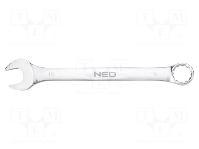 Wrench; combination spanner; 18mm; Chrom-vanadium steel; L: 220mm NEO TOOLS NEO-09-662