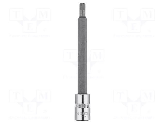 Socket; hex key,socket spanner; HEX 4mm; 1/4"; long NEO TOOLS NEO-10-329
