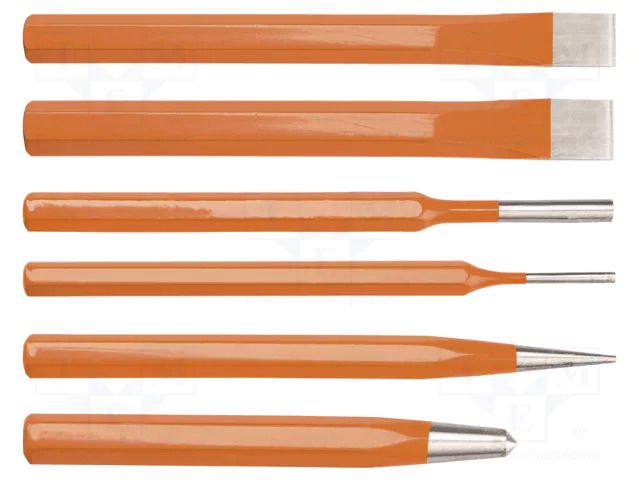 Kit: punches; Kit: cold chisels,pin punch,with striker; 6pcs. NEO TOOLS NEO-33-061
