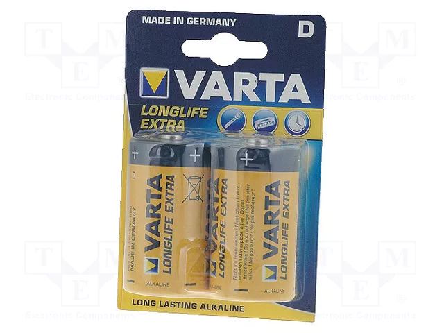 Battery: alkaline; D; 1.5V; non-rechargeable; 2pcs; LONGLIFE VARTA BAT-R20/VL