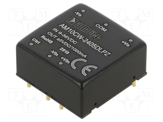 Converter: DC/DC; 10W; Uin: 9÷36VDC; Uout: 5VDC; Uout2: -5VDC; THT AIMTEC AM10CW-2405DLPZ