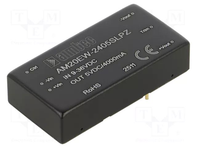 Converter: DC/DC; 20W; Uin: 9÷36VDC; Uout: 5VDC; Iin: 969mA; Iout: 4A AIMTEC AM20EW-2405SLPZ