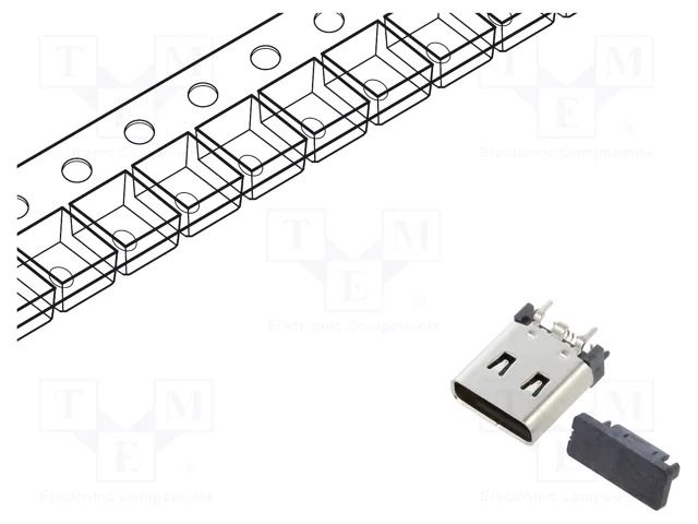 Connector: USB C; socket; SMT; PIN: 16; vertical; top board mount GCT USB4220-03-1000-C
