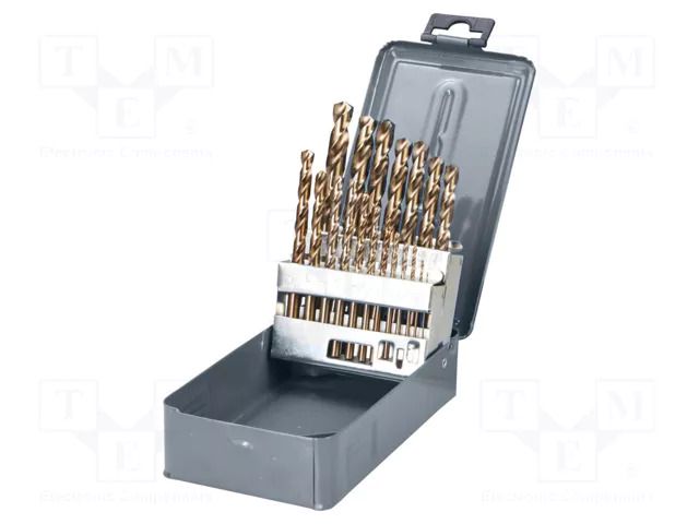 Drill set; for metal; high speed steel cobalt HSS-Co; 19pcs. PROLINE PRE-78219