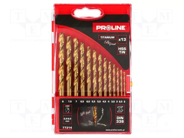 Drill set; for metal; metal,steel; 13pcs. PROLINE PRE-77314