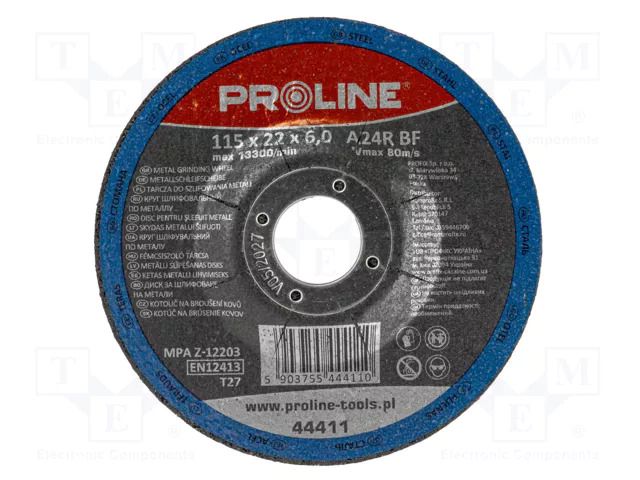 Grinding wheel; Ø: 115mm; Disc thick: 6mm; metal; 22mm PROLINE PRE-44411