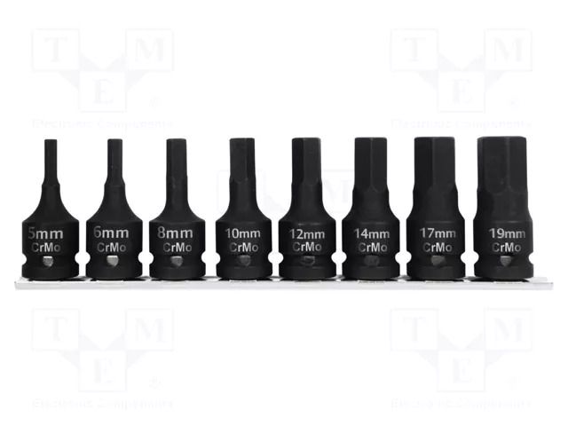 Wrench-set; hex key,socket spanner,impact; Mounting: 1/2"; 8pcs. PROLINE PRE-18491