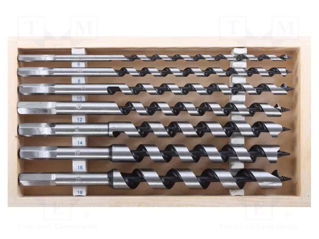 Drill set; for wood; wood,chipboard; L: 460mm; 7pcs; aucher PROLINE PRE-26947