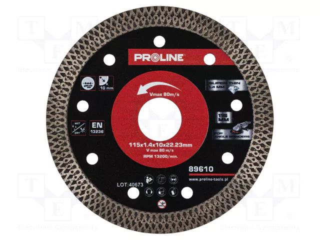 Cutting diamond wheel; Ø: 115mm; Øhole: 22.23mm; Disc thick: 1.4mm PROLINE PRE-89610