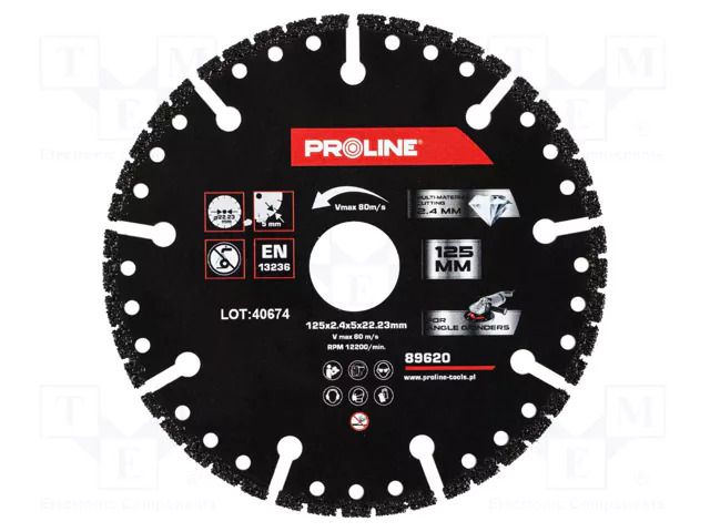 Cutting diamond wheel; Ø: 125mm; Øhole: 22.23mm; Disc thick: 2.4mm PROLINE PRE-89620