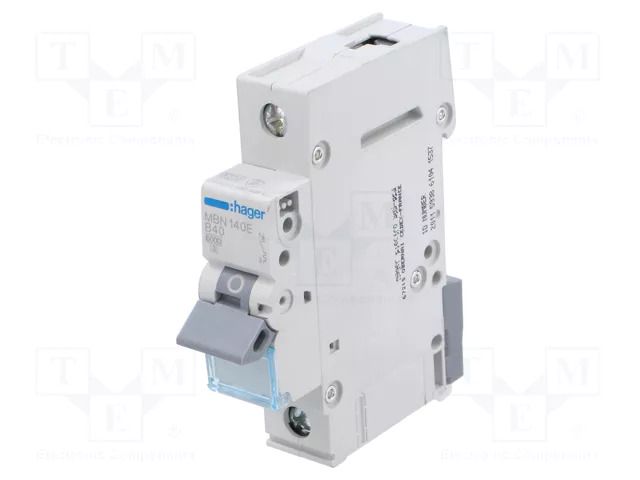 Circuit breaker; 230/400VAC; Inom: 40A; Poles: 1; Charact: B; 6kA HAGER MBN140E