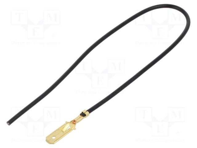 Cable with crimped terminals; H05V-K; 0.75mm2; black; 250mm; flat CHEVAL E63-075BK025