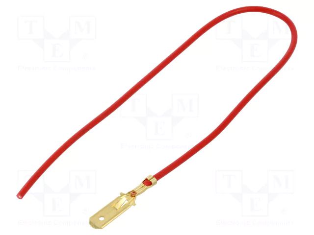 Cable with crimped terminals; H05V-K; 0.75mm2; red; 250mm; flat CHEVAL E63-075RD025