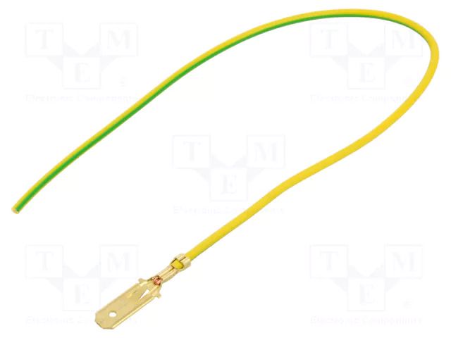 Cable with crimped terminals; H05V-K; 0.75mm2; yellow-green CHEVAL E63-075YG025
