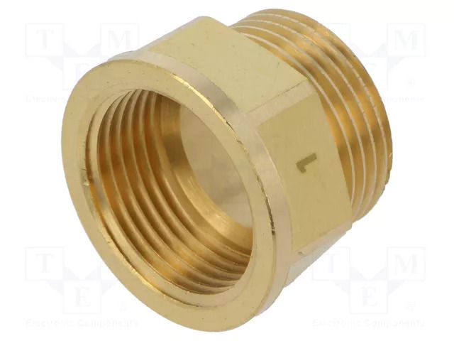 Splice terminal: extension; male-female,hexagonal; brass CW617N GEBO 529-6BR
