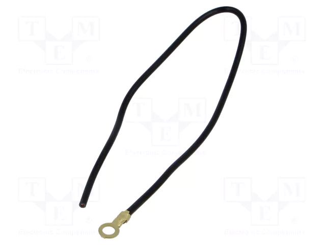 Cable: cable with crimped terminals; black; non-insulated,round CHEVAL M4R-100BK025