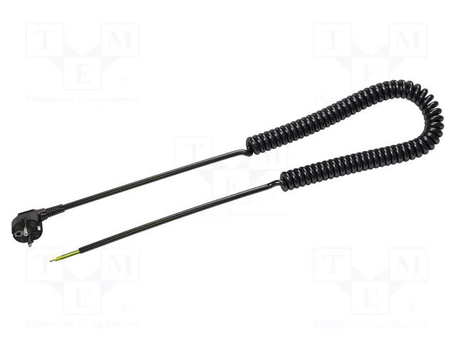 Cable; 3x0.75mm2; CEE 7/7 (E/F) plug angled,wires; PUR; coiled SIMECH WTT00002C