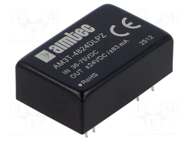 Converter: DC/DC; 3W; Uin: 36÷75VDC; Uout: 24VDC; DIP24; THT; 250kHz AIMTEC AM3T-4824DLPZ