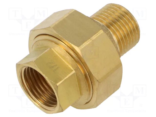 Splice terminal: double connector; brass CW617N; Thread: G 1/2" GEBO 341-4BR