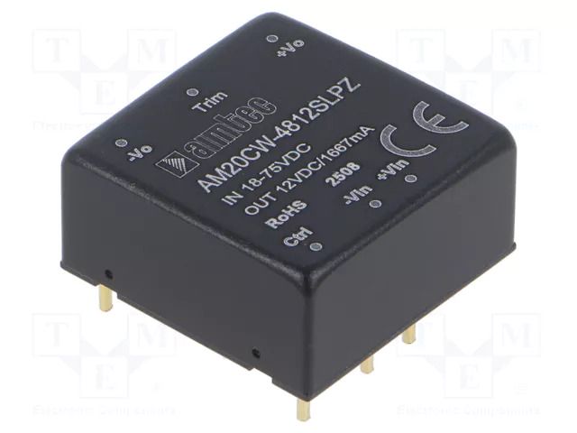 Converter: DC/DC; 20W; Uin: 18÷75VDC; Uout: 12VDC; Iin: 458mA; THT AIMTEC AM20CW-4812SLPZ