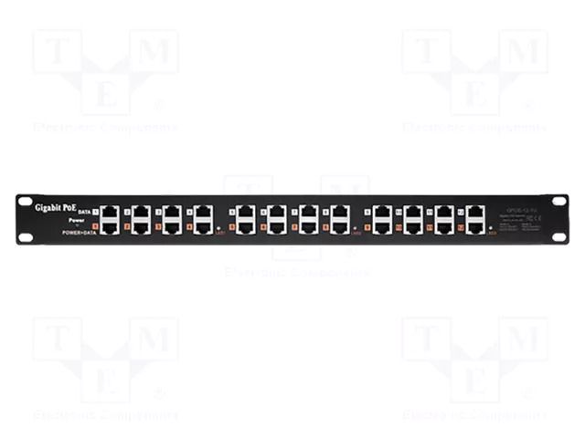 Patch panel; black; Number of ports: 12; RJ45 socket x12; RACK QOLTEC QOLTEC-54478