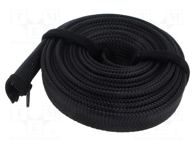Cable box; multi use; black; L: 5m; polyester; Ø: 30mm LOGILINK PC-KAB0082