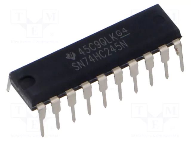 IC: digital; bus transceiver; Ch: 8; CMOS; THT; DIP20; OUT: 3-state TEXAS INSTRUMENTS SN74HC245N