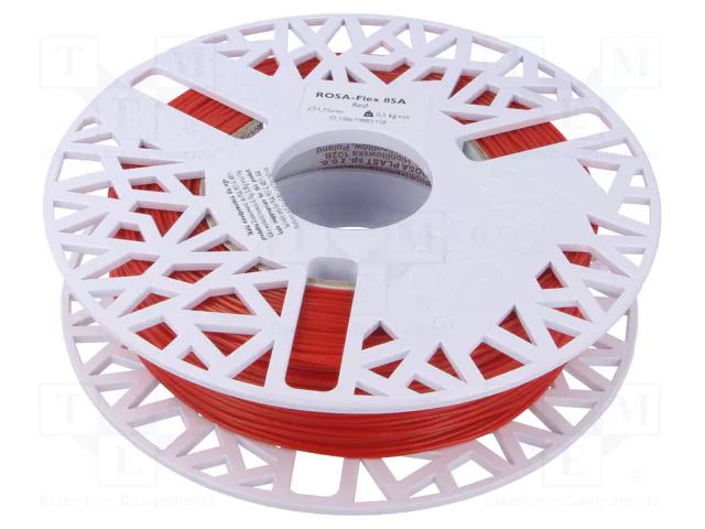 Filament: FLEX 85A; 1.75mm; red; 215÷250°C; 500g ROSA 3D ROSA-3386