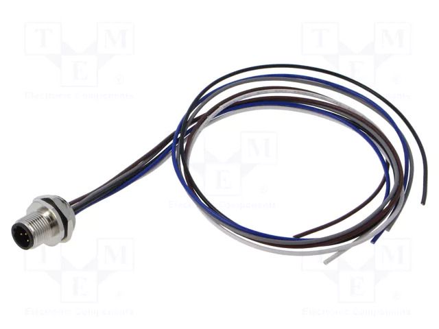 Connector: M12; socket; male; 2A; 60V; PIN: 5; IP67; straight; cables LUTRONIC 1230-05B-T16CW-05M