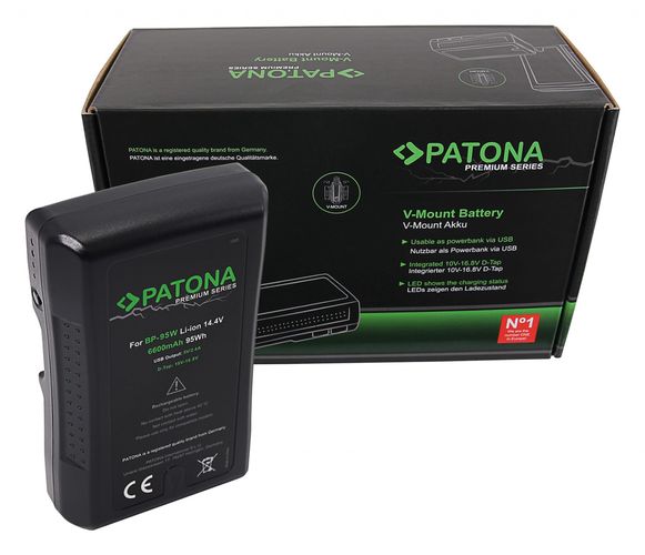 PATONA Premium Battery V-Mount 95Wh f. Sony BP95WS DSR 250P 600P 650P 652P, PATONA 1265 4055655177788