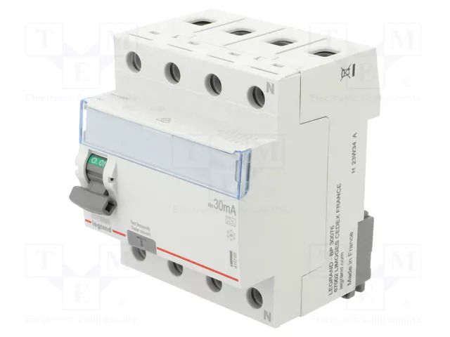 RCD breaker; Inom: 40A; Ires: 30mA; Max surge current: 250A; 400VAC LEGRAND 411765