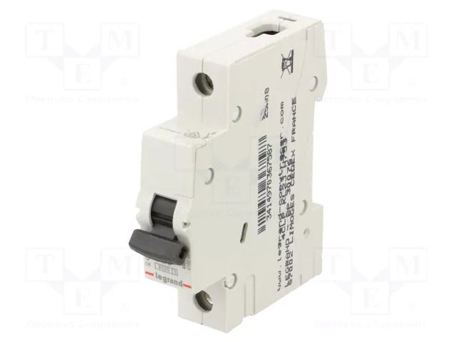 Circuit breaker; 230VAC; Inom: 25A; Poles: 1; Charact: C; 6kA; IP20 LEGRAND 419204