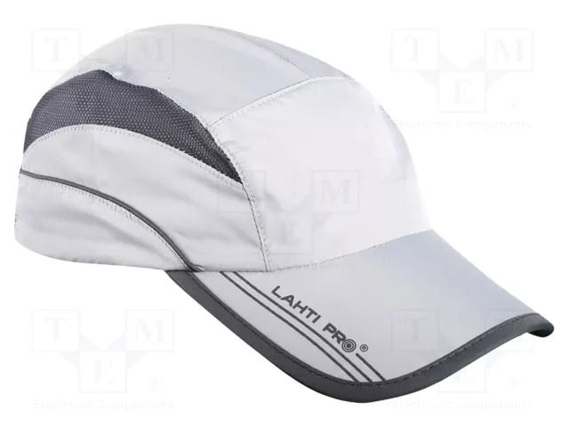 Baseball cap; adjustable,sports,with net; grey; polyester LAHTI PRO LAHTI-L101070S