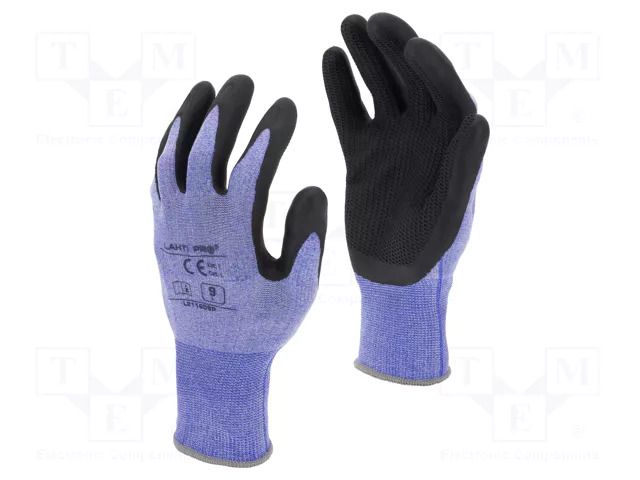 Protective gloves; Size: 9; black-purple; tag LAHTI PRO LAHTI-L211609K